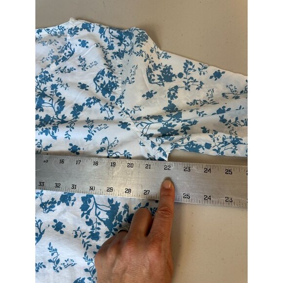 Women's Quick Dry Cover Up White Blue Floral Snap Medium Top Beach UV Fabric - Picture 10 of 16